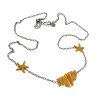 RVS Damesketting met Gele Zeesterrenvorm - Verstelbaar 50-55 cm
