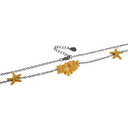 RVS Damesketting met Gele Zeesterrenvorm - Verstelbaar 50-55 cm