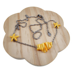RVS Damesketting met Gele Zeesterrenvorm - Verstelbaar 50-55 cm