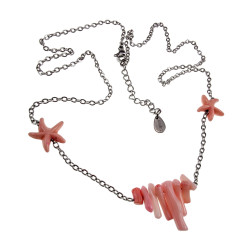 RVS Damesketting met Zachtroze Zeesterrenvorm - Verstelbaar 50-55 cm
