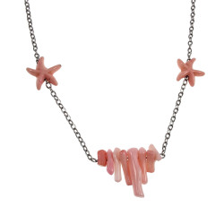 RVS Damesketting met Zachtroze Zeesterrenvorm - Verstelbaar 50-55 cm