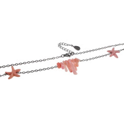 RVS Damesketting met Zachtroze Zeesterrenvorm - Verstelbaar 50-55 cm