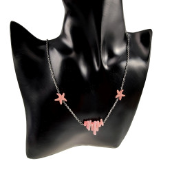 RVS Damesketting met Zachtroze Zeesterrenvorm - Verstelbaar 50-55 cm