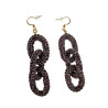 Verguld RVS Haakoorbellen met Gehaakte Schakels Bruin-Wit Lente 90 mm