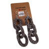 Dames RVS Haakoorbellen met Gehaakte Schakels Bruin-Wit Lente 90 mm