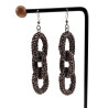 Dames RVS Haakoorbellen met Gehaakte Schakels Bruin-Wit Lente 90 mm