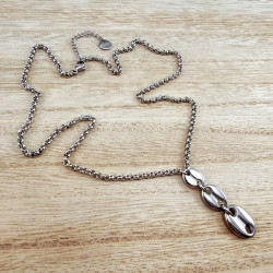RVS Ketting met Koffiebonen Schakels Hanger  - Verstelbaar 50-55 cm