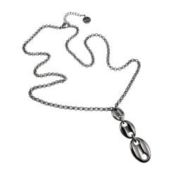 RVS Ketting met Koffiebonen Schakels Hanger  - Verstelbaar 50-55 cm
