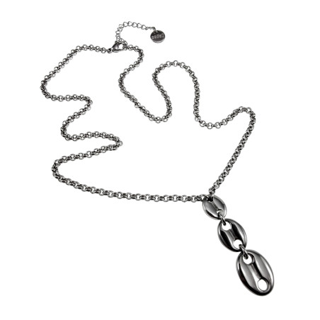 RVS Ketting met Koffiebonen Schakels Hanger  - Verstelbaar 50-55 cm