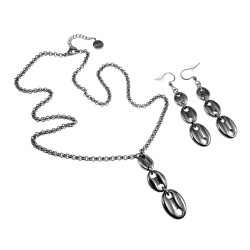 RVS Ketting met Koffiebonen Schakels Hanger  - Verstelbaar 50-55 cm