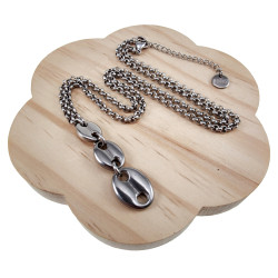 RVS Ketting met Koffiebonen Schakels Hanger  - Verstelbaar 50-55 cm