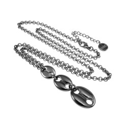 RVS Ketting met Koffiebonen Schakels Hanger  - Verstelbaar 50-55 cm
