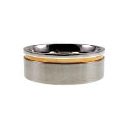 Vriendschapsring met Goudkleur Groef Unisex - RVS Verlovingsring 8 mm