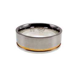 Vriendschapsring met Goudkleur Groef Unisex - RVS Verlovingsring 8 mm