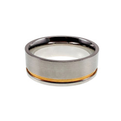 Vriendschapsring met Goudkleur Groef Unisex - RVS Verlovingsring 8 mm