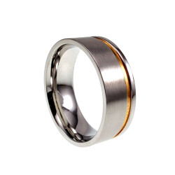 Vriendschapsring met Goudkleur Groef Unisex - RVS Verlovingsring 8 mm