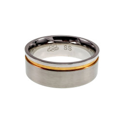 Vriendschapsring met Goudkleur Groef Unisex - RVS Verlovingsring 8 mm