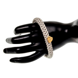 Dames Crochet Armband Lichtgrijze Satijnkoord - Polslenmaat 16 - 17 cm