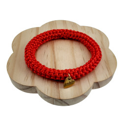 Dames Crochet Armband Rode Satijnkoord - Polslenmaat 16 - 17 cm