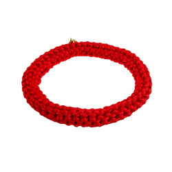 Dames Crochet Armband Rode Satijnkoord - Polslenmaat 16 - 17 cm