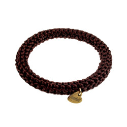 Dames Crochet Armband Donkerbruine Satijnkoord Polslenmaat 16 - 17 cm