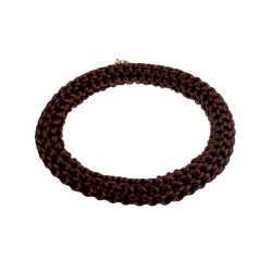 Dames Crochet Armband Donkerbruine Satijnkoord Polslenmaat 16 - 17 cm