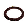 Dames Crochet Armband Donkerbruine Satijnkoord Polslenmaat 16 - 17 cm