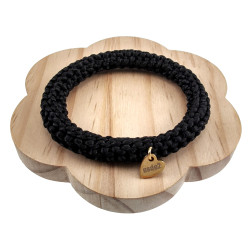 Dames Crochet Armband Zwarte Satijnkoord Polslenmaat 16 - 17 cm