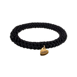 Dames Crochet Armband Zwarte Satijnkoord Polslenmaat 16 - 17 cm