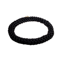 Dames Crochet Armband Zwarte Satijnkoord Polslenmaat 16 - 17 cm