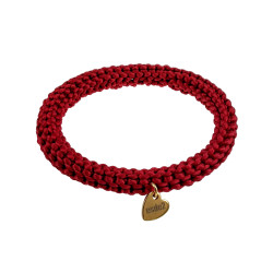 Dames Crochet Armband Bordeauxrode Satijnkoord Polslenmaat 16 - 17 cm