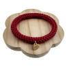 Dames Crochet Armband Bordeauxrode Satijnkoord Polslenmaat 16 - 17 cm