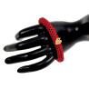 Dames Crochet Armband Bordeauxrode Satijnkoord Polslenmaat 16 - 17 cm