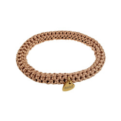 Dames Crochet Armband Kaki Satijnkoord Polslenmaat 16 - 17 cm