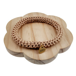 Dames Crochet Armband Kaki Satijnkoord Polslenmaat 16 - 17 cm