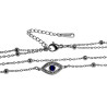 Dubbele Damesketting met Blauwe Boze Oog - RVS - Verstelbaar 40-45 cm