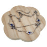 Dubbele Damesketting met Blauwe Boze Oog - RVS - Verstelbaar 40-45 cm