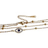 Dubbele Damesketting met Blauwe Boze Oog - Verguld RVS - 40-45 cm