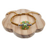 Macramé Armband met Groene Kristallen en Amberkleurig Koord