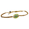 Macramé Armband met Groene Kristallen en Amberkleurig Koord