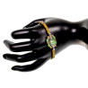Macramé Armband met Groene Kristallen en Amberkleurig Koord