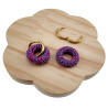 ∅19mm Vergulde RVS Oorringen met Gehaakte Ronde Hanger Roze en Paars