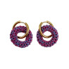 ∅19mm Vergulde RVS Oorringen met Gehaakte Ronde Hanger Roze en Paars