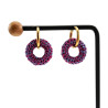 ∅19mm Vergulde RVS Oorringen met Gehaakte Ronde Hanger Roze en Paars