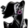 ∅19mm Gepolijst RVS Oorringen met Gehaakte Ronde Hanger Roze en Paars