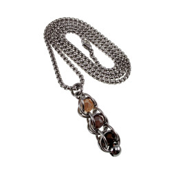 Dames RVS Jasseron-ketting + Bruintinten Kristallen Hanger Handgemaakt