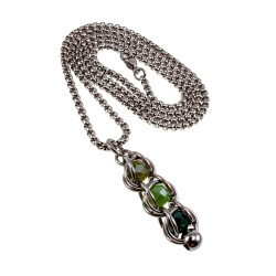 Dames RVS Jasseron-ketting + Groentinten Kristallen Hanger Handgemaakt