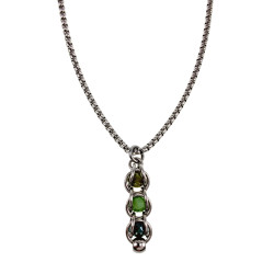 Dames RVS Jasseron-ketting + Groentinten Kristallen Hanger Handgemaakt
