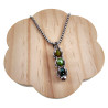 Dames RVS Jasseron-ketting + Groentinten Kristallen Hanger Handgemaakt