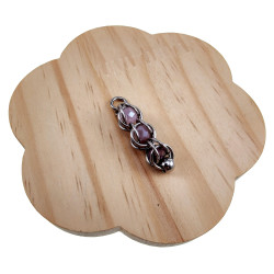 RVS Jasseron-ketting + Roze en Paarse Kristallen Hanger Handgemaakt